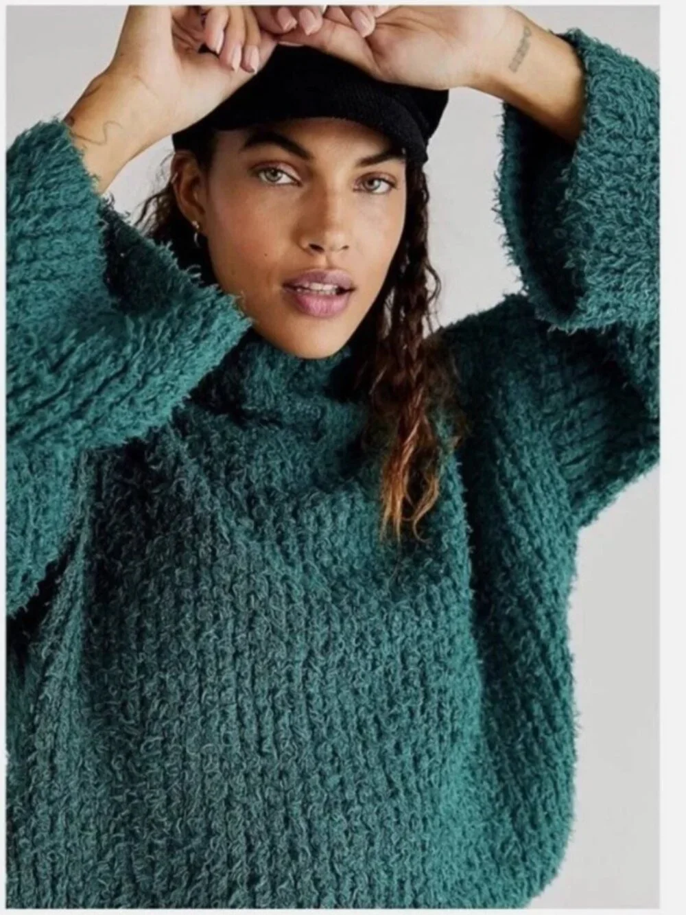 Free People Canyon Fuzzy Pullover Sweater In Green